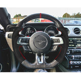 15-17 Mustang V3 Style Steering Wheel CF with Suede leather Red Ring