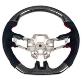 19-20 Ford Mustang V1 Style Steering Wheel CF with Alcantara Red Stitching