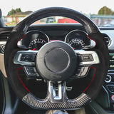 19-20 Ford Mustang V1 Style Steering Wheel CF with Alcantara Red Stitching
