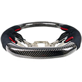 19-20 Ford Mustang V1 Style Steering Wheel CF with Alcantara Red Stitching