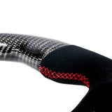 19-20 Ford Mustang V1 Style Steering Wheel CF with Alcantara Red Stitching