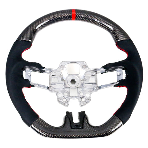 19-20 Ford Mustang V3 Steering wheel CF W/ Alcantara Red Sttiching Red Ring