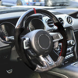 19-20 Ford Mustang V3 Steering wheel CF W/ Alcantara Red Sttiching Red Ring
