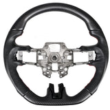 19-20 Ford Mustang V6 Steering Wheel Hiramitsu CF & Leather & Red Stitching