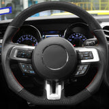 19-20 Ford Mustang V6 Steering Wheel Hiramitsu CF & Leather & Red Stitching