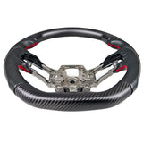 19-20 Ford Mustang V6 Steering Wheel Hiramitsu CF & Leather & Red Stitching