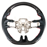 19-20 Ford Mustang Steering Wheel CF W/ Leather Black Red Stitching