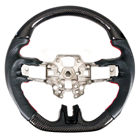 19-20 Ford Mustang Steering Wheel CF W/ Leather Black Red Stitching