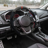 17-19 Impreza Carbon Fiber Steering Wheel Alcantara Red Stitch w/ Indicator