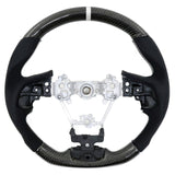 17-19 Impreza Carbon Fiber Steering Wheel Alcantara White Stitch w/ Ring