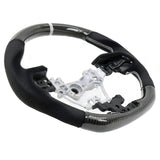 17-19 Impreza Carbon Fiber Steering Wheel Alcantara White Stitch w/ Ring