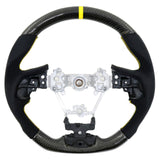 17-19 Impreza Carbon Fiber Steering Wheel Alcantara Yellow Stitch w/ Ring