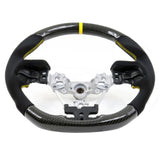 17-19 Impreza Carbon Fiber Steering Wheel Alcantara Yellow Stitch w/ Ring