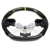17-19 Impreza Carbon Fiber Steering Wheel Alcantara Yellow Stitch w/ Ring