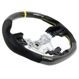 17-19 Impreza Carbon Fiber Steering Wheel Alcantara Yellow Stitch w/ Ring