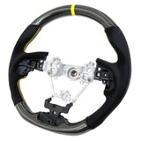 17-19 Impreza Carbon Fiber Steering Wheel Alcantara Yellow Stitch w/ Ring