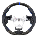 17-19 Impreza Carbon Fiber Leather Steering Wheel Blue Stitch & Indicator