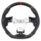 17-19 Impreza Carbon Fiber Leather Steering Wheel Red Stitch & Indicator