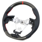 17-19 Impreza Carbon Fiber Leather Steering Wheel Red Stitch & Indicator