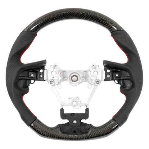 17-19 Impreza Carbon Fiber Perforated Leather Steering Wheel Red Stitch