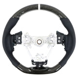17-19 Impreza Carbon Fiber Leather Steering Wheel White Stitch & Indicator