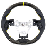 17-19 Impreza Carbon Fiber Leather Steering Wheel Yellow Stitch & Indicator