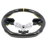 17-19 Impreza Carbon Fiber Leather Steering Wheel Yellow Stitch & Indicator