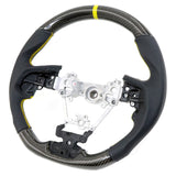 17-19 Impreza Carbon Fiber Leather Steering Wheel Yellow Stitch & Indicator