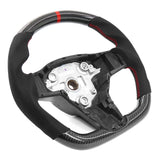 17-23 Tesla Model 3 & Y Steering Wheel CF Alcantara W/ Red Stitch & Stripe