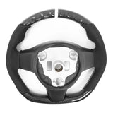 17-23 Tesla Model 3 Y Carbon Fiber Steering Wheel Alcantara W/ White Stitch