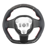 17-23 Tesla Model 3 & Y Steering Wheel Carbon Fiber Leather W/ Red Stitch