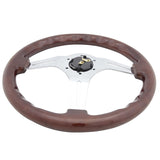 Classic Wood Grain Sport 350MM Steering Wheel Chrome Polish Spokes