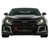 16-20 Chevy Camaro Front Tow Hook Bar Black Pole and Red Circle - Aluminum