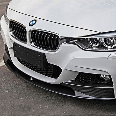 12-Up BMW F30 4D Front Bumper Lip 3pcs Performance Style - Carbon Fiber